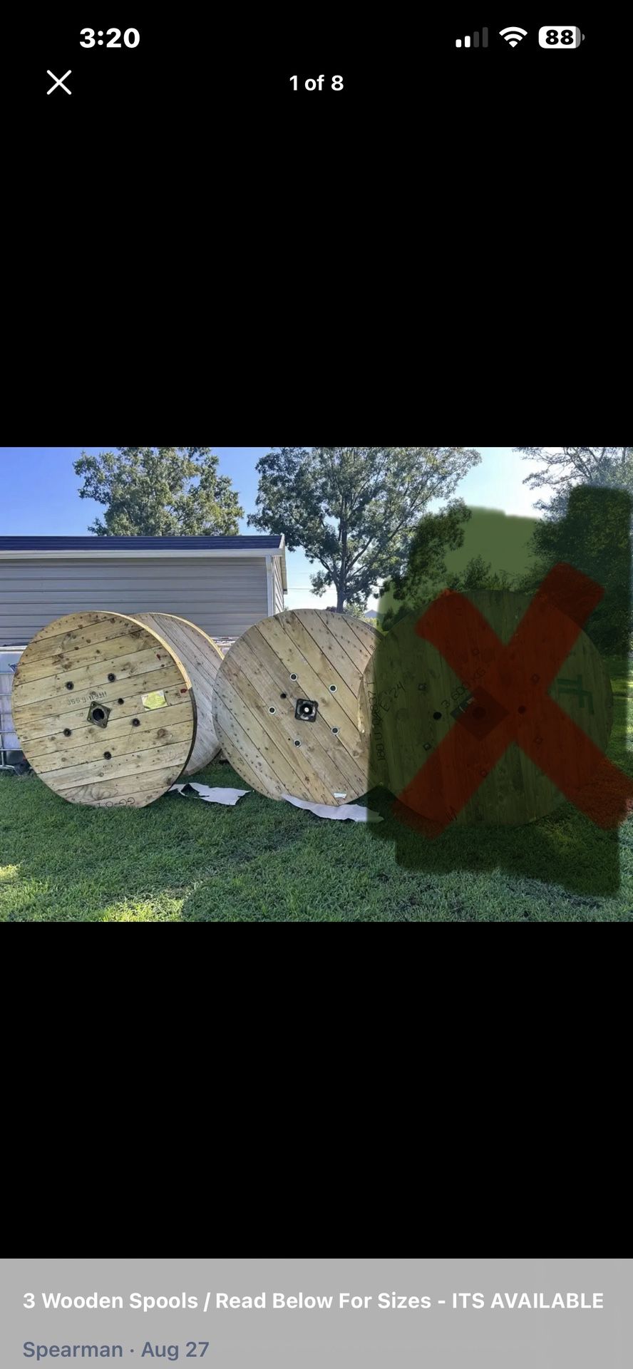 2 Wooden Spools / Read Below For Sizes - ITS AVAILABLE 