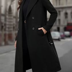 Women's Double-breasted Woolen Coat