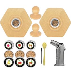 Old-Fashioned Cocktail Smoker Kit, 6 Wood Chips for Whiskey Lovers,Cocktail Smoker Kit for Bourbon, Cocktails, Whiskey, Cheese, Desserts and Meats