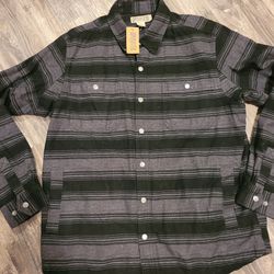 New Duluth Trading Mens Black grey buttonFlannel Lined Jacket Sz L