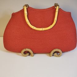Vintage Red Woven Handbag