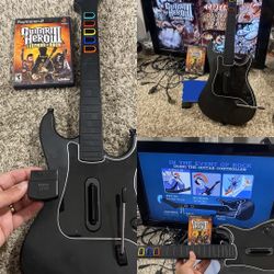 PS2 Guitar Hero Red Octane Kramer Striker Wireless Guitar W Dongle Guitar Hero 