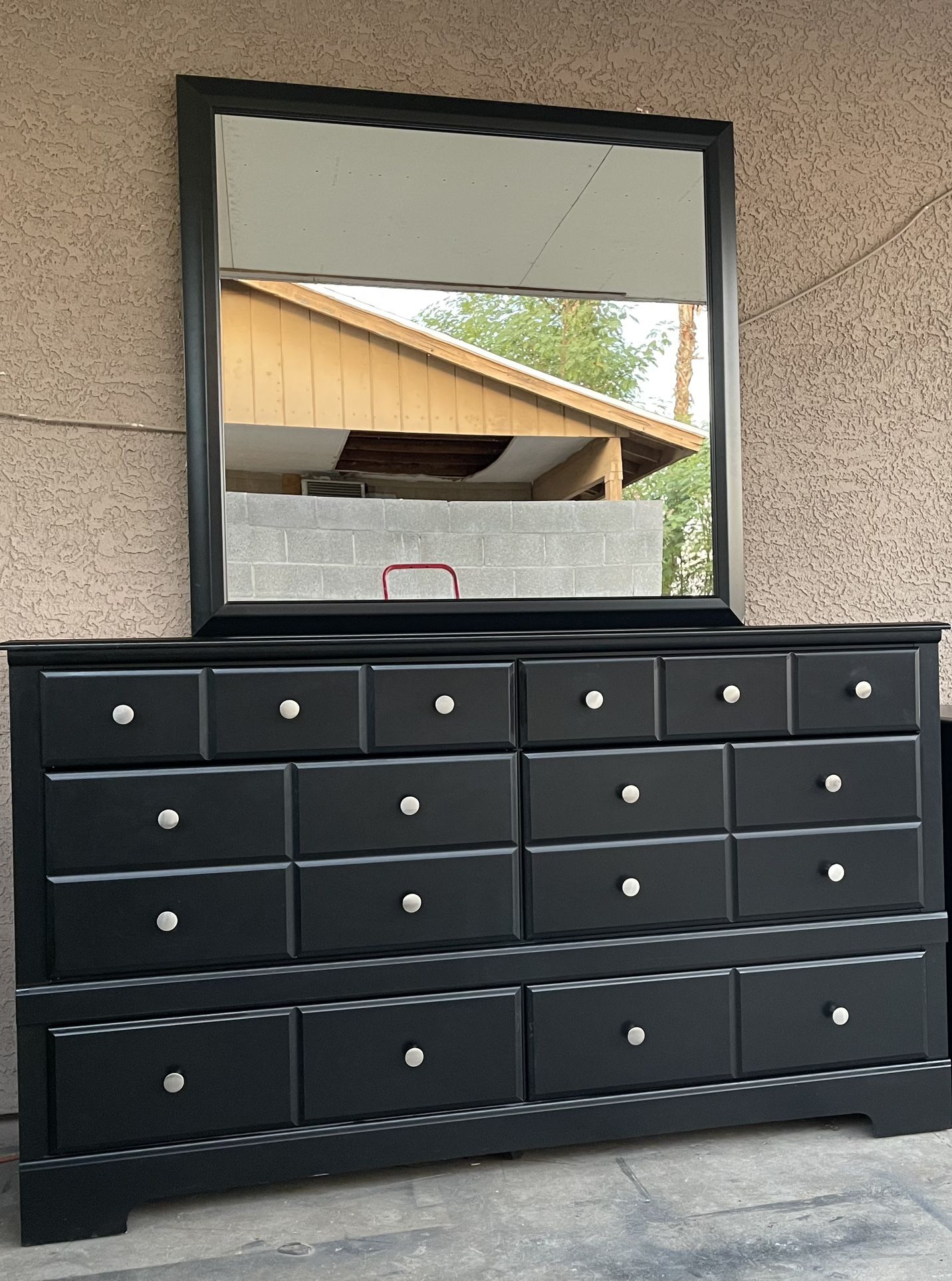 Large Black Dresser With Mirror 