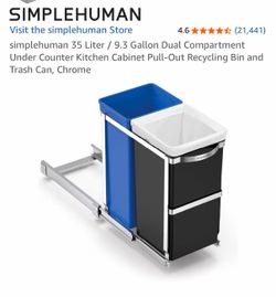 Simplehuman 35L Dual Pull-Out Under Cabinet Trash & Recycling Bin