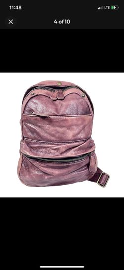 Liebeskind Berlin Lora Burgundy Leather Backpack Multiple Pockets Nice