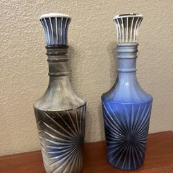 Botellas Decorativas Vintage de Vidrio – Set de 2 