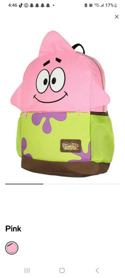 Patrick Star School Travel Backpack With Faux Leather Bottom 16" Senior Year Back Pack