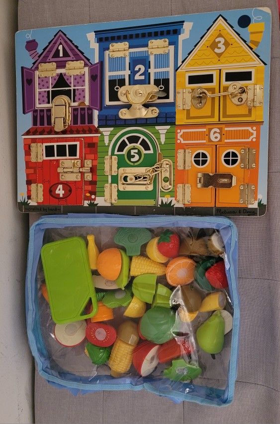 Baby And Toddler Toys, Locks Board, Stacking Toy Fruits & Veggies