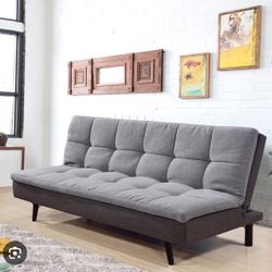 Pillow Top Futon Bed Available In 3 Colors Dark Grey Light Brown And Light Grey 