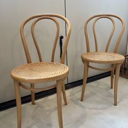 Thonet style bentwood cane pair of chairs