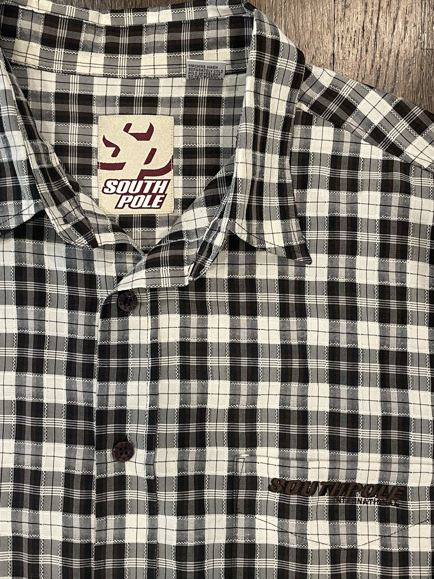 Southpole black and white plaid button up