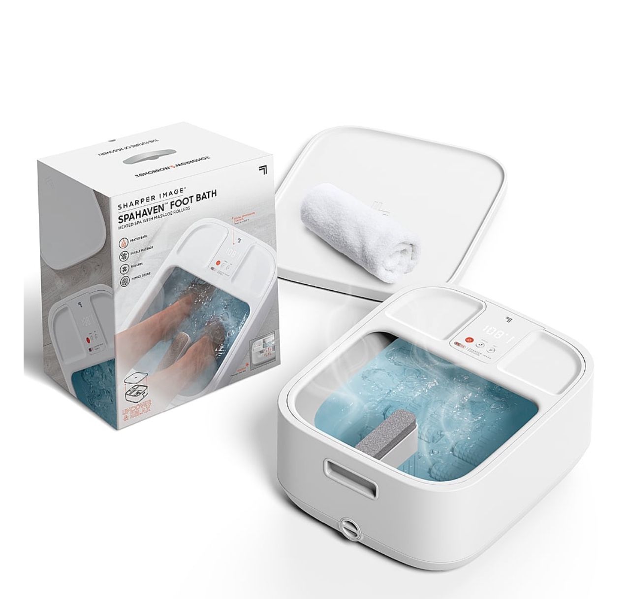 Sharper Image® Foot Bath, Heated Spa with Massage Rollers & LED Display