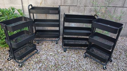 4 Black Metal Carts