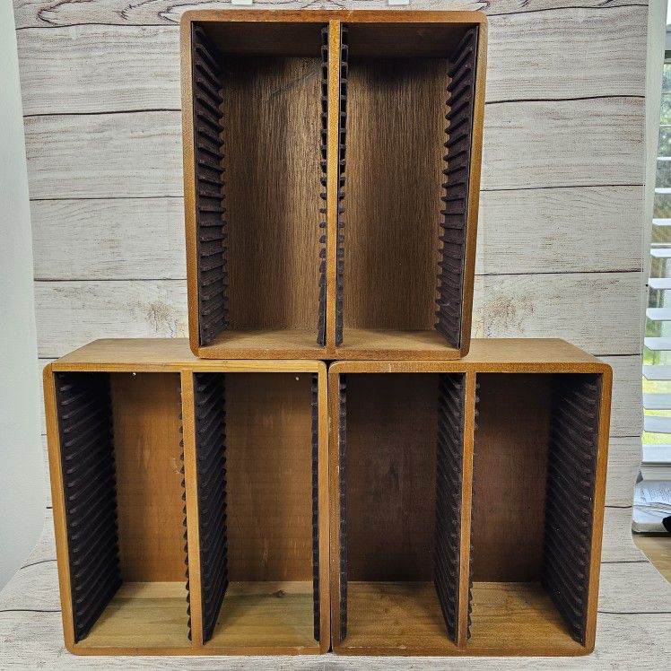 (3) 40 CD Wooden Shelf Storage Rack Holder Organizer Display Wood