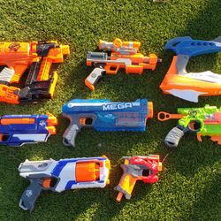 Nerf Guns Lot Of 10 Used Boys Toys