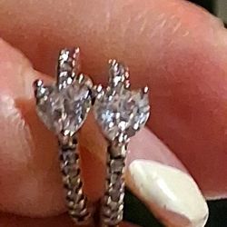 PANDORA TIMELESS AUTHENTIC BRAND NEW HALO HEART STERLING SILVER HOOP EARRINGS