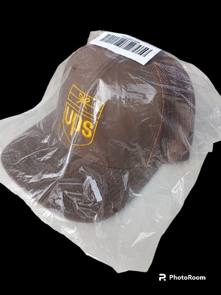 UPS Embroidered Front & Back Fitted Flexfit Brown Baseball Cap Hat