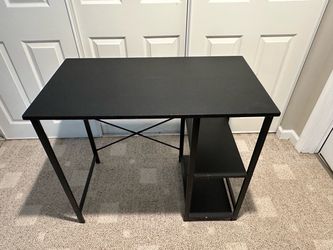 Black Desk with Side Shelves