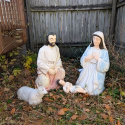 Mary Joseph Baby Jesus Nativity Scene Blow Mold 