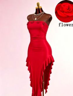 Red rose floral dress 2xl