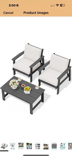 New in box SERWALL HDPE Outdoor Sofa Set, All Weather Outdoor Patio Furniture Set Havy-duty Weatherproof HDPE Frame with Wood-Like Texture, Splash-pro