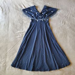 Shein Pearl Embellished Capelet Dress Black Small