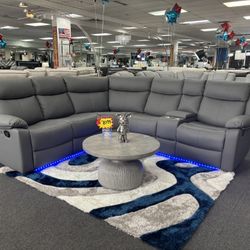 Gray Recliner Sectional Couch For Sale ( Furniture Blowout) 45% Off