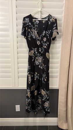 Black Floral Wrap Maxi Dress