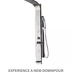 3-Jet Rainfall Shower Tower Shower Panel System with Spa Jets Waterfall Shower Head and Shower Wand