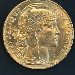 1912 France 20 Franc Gold Rooster – 6.46g (.1867 oz Gold)
