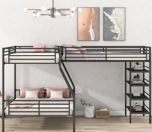 Double Twin Over Full Bunk Bed