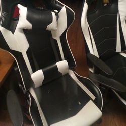 2 Black And White Gaming Chairs