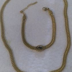Evil Eye Necklace  And Bracelet  Set