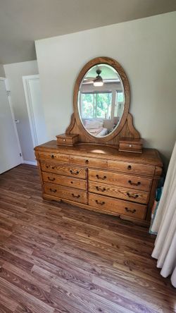 Solid oak wood dresser.