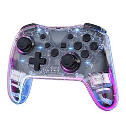 Twylyte Wireless Switch Pro Controller for Nintendo Switch/Lite/OLED/Windows/iOS/Android, 7 Color Adjustable RGB Lights Remote Gamepad with One Key Wa
