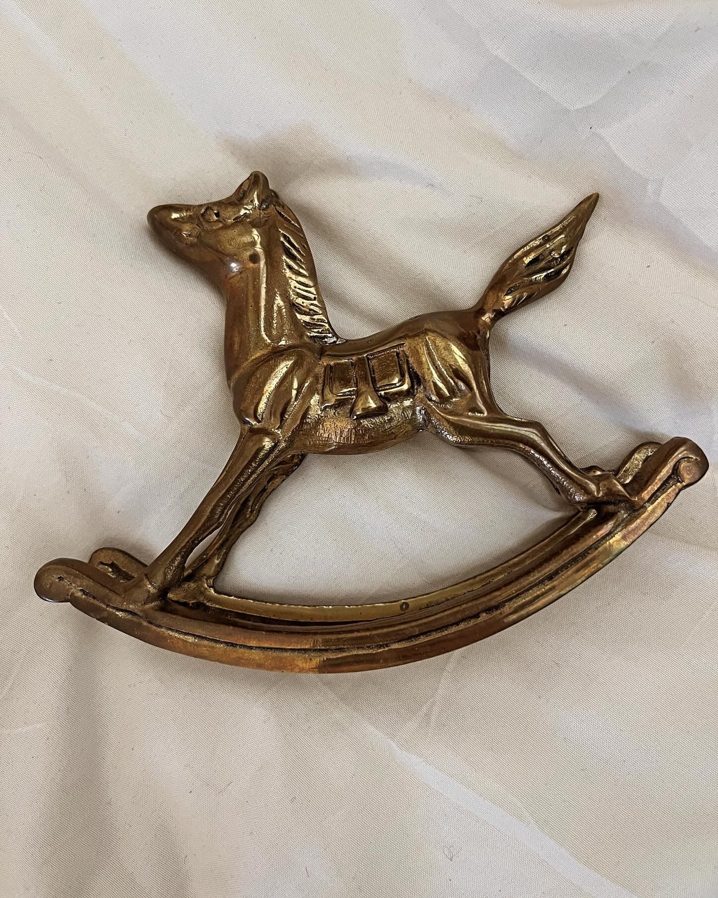 Vintage Solid Brass Rocking Horse Figurine Statue Taiwan