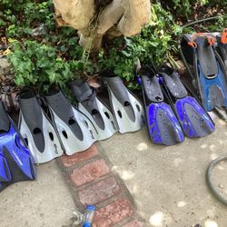 Scuba boogie board and diving fins goggles snorkels too.