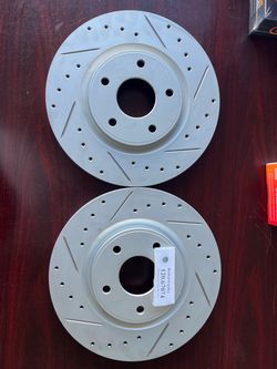 Chrysler Pacifica 17-22 Front Geomet Drill Slot Rotors Ceramic Brake Pads