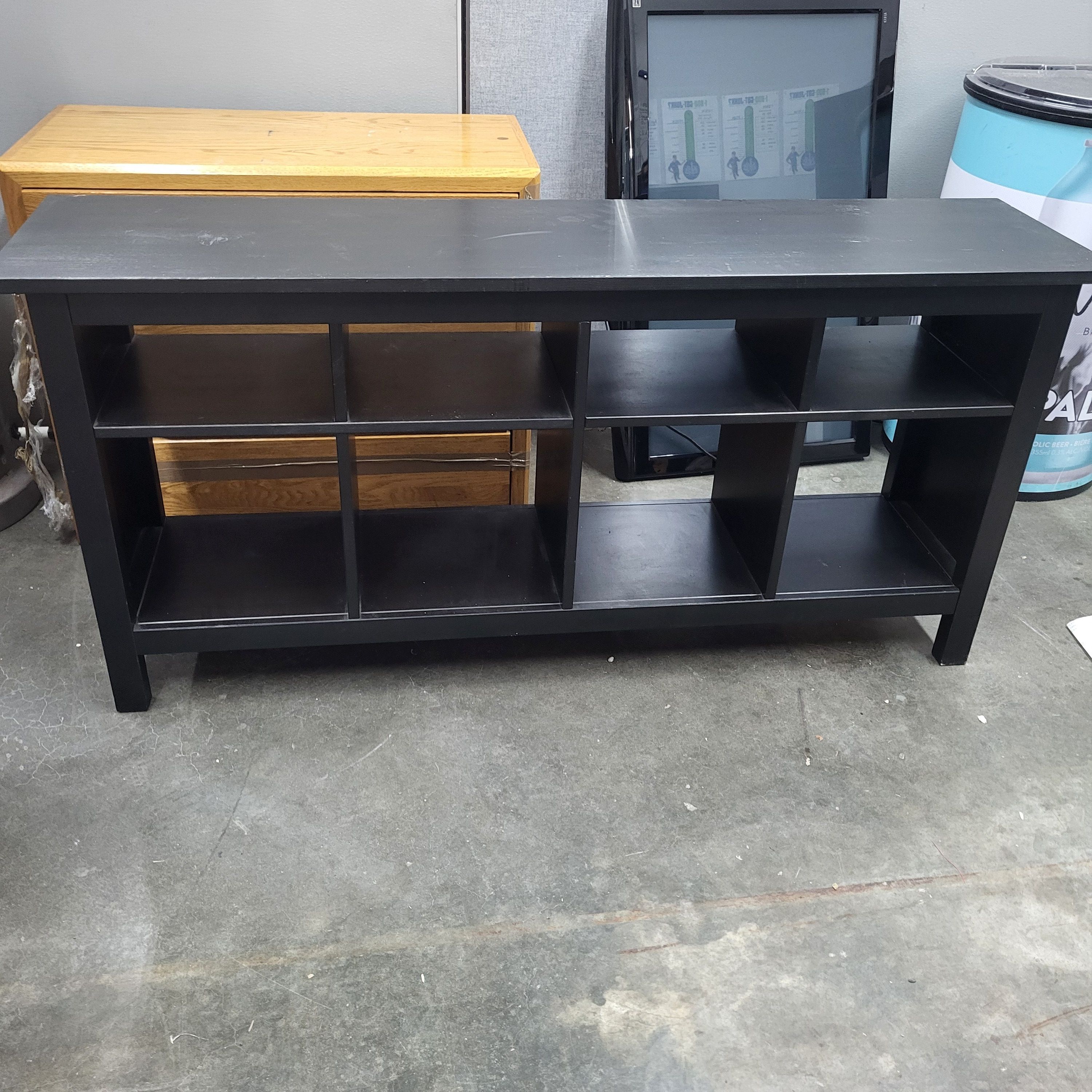 Black Wood TV Stand Entertainment Center + cube storage