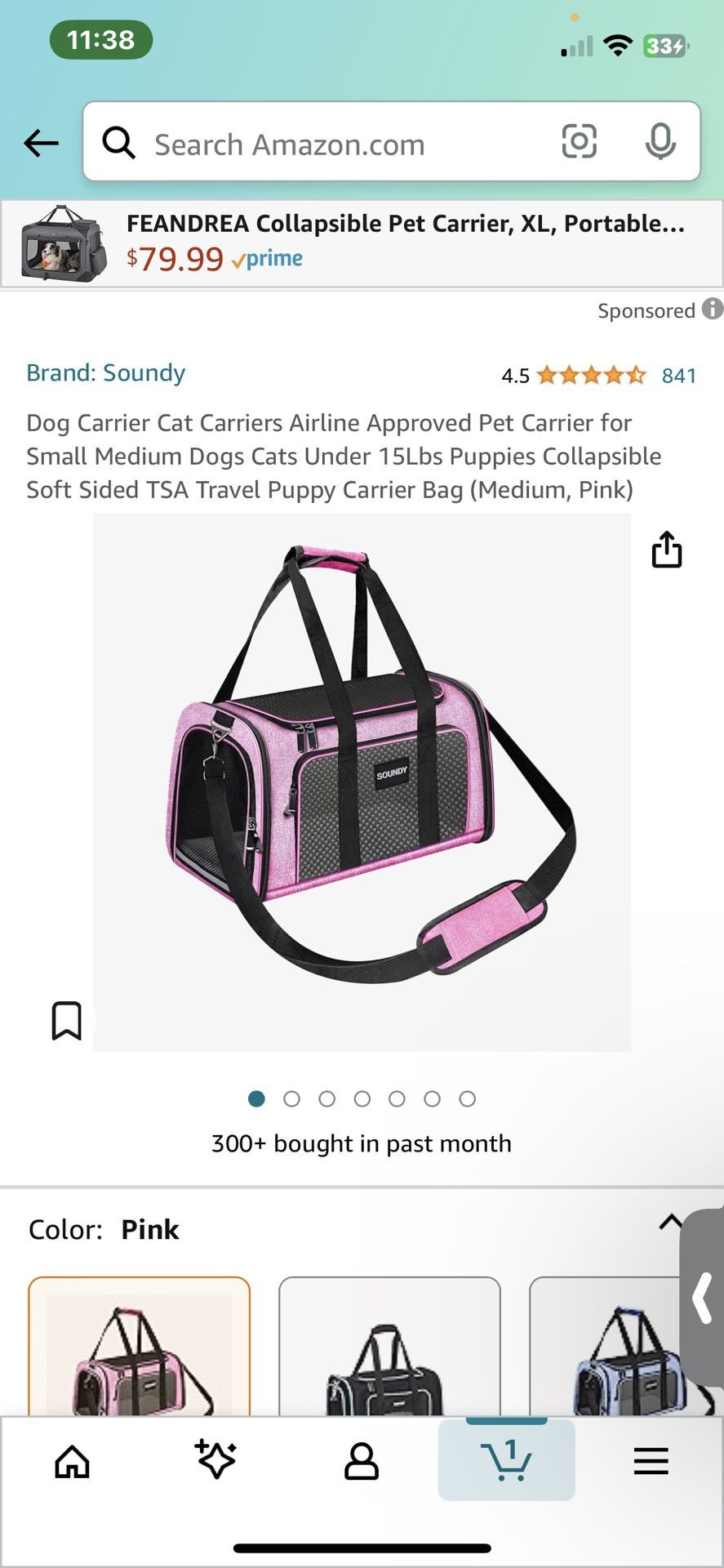 pet pink carrier