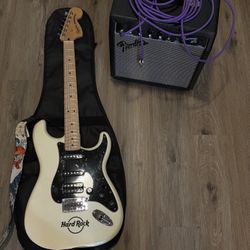Fender Squier Affinity Stratocaster guitar with amp