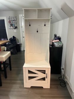 Entryway Coat Rack with Bench & Storage