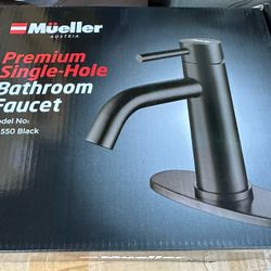 Mueller Premium Single Hole Bathroom Faucet BF-550 Matte Black. Open Box