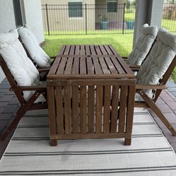Outdoor Wood Dining Table + 4 Chairs