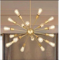18 Light Gold Sputnik Chandeliers for Dining Room Light Fixture | Modern Farmhouse Chandeliers Over Table Hanging Lighting for Living Dining Room