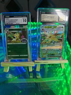 Leafeon 0711/15 (Stamped) CGC GEM MINT 10 & Leafeon EX 003/187 Pristine 10