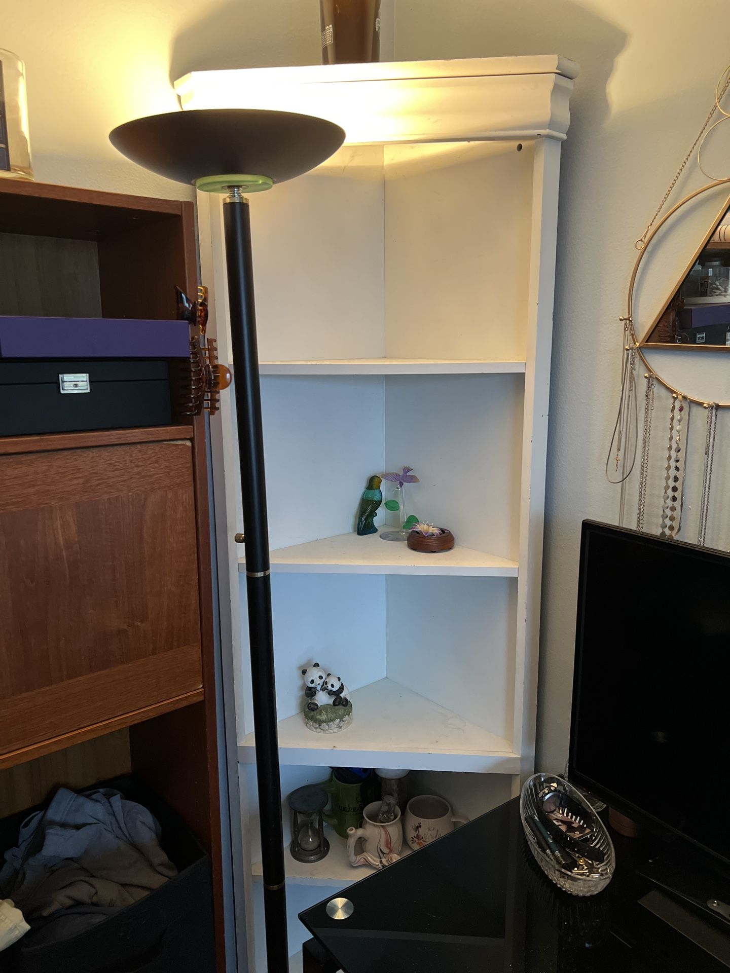 White Corner Display Shelf / Bookcase