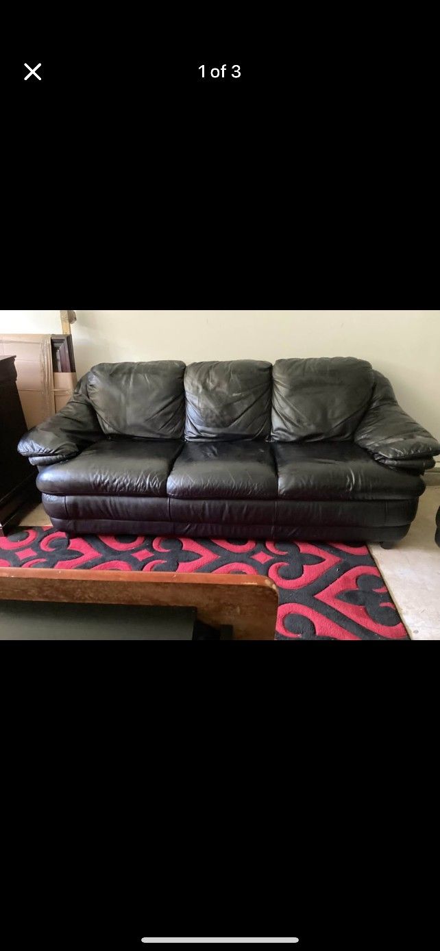 $100 For Both GOOD QUALITY,CLEAN BLACK LEATHER SOFA AND LOVESEAT