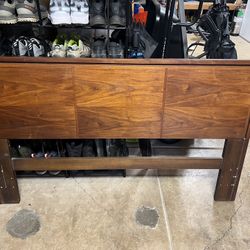 Antique Solid Wood Headboard With Frame And Box Spring
