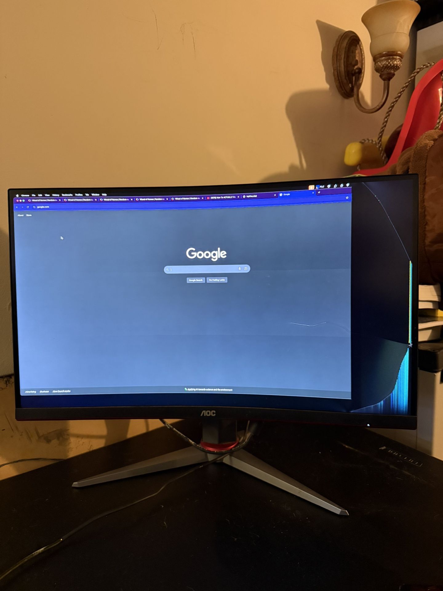 Broken Curved Monitor AOC